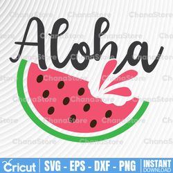 watermelon aloha svg cut file, summer watermelon, instant download, printable vector clip art, beach shirt design