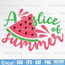a slice of summer svg cut file, beach shirt design, summer watermelon instant download , printable vector clip art