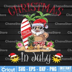 christmas in july santa hawaiian surfing png, png files for sublimation, sublimation designs downloads, digital download