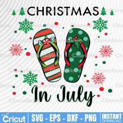 christmas in july svg, summer vacation svg, flip flop svg, funny july party svg, digital download cut files for cricut