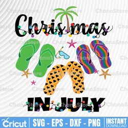 christmas in july svg, summer vacation svg, flip flop svg, funny july party svg, digital download cut files for cricut