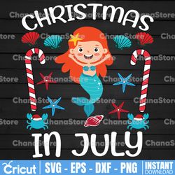 christmas in july svg , summer vacation svg, mermaid svg, palm tree svg, funny july holiday svg,