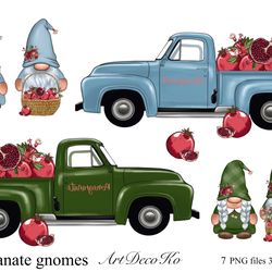 Pomegranate gnomes PNG, Truck with pomegranate