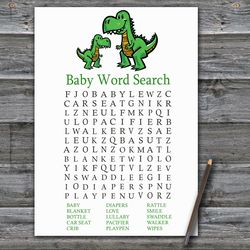 T-rex Baby shower word search game card,Dinosaur Baby shower games printable,Fun Baby Shower Activity-327