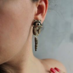 racoon earrings jewelry statement earrings