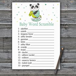 Panda Baby word scramble game card,Panda Baby shower games printable,Fun Baby Shower Activity,Instant Download-326
