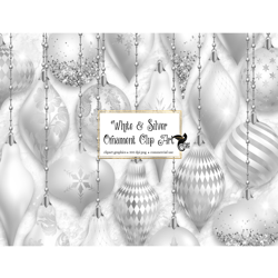 white and silver christmas ornaments