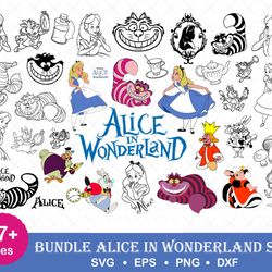 Alice in wonderland Svg Png, Alice in wonderland Instant Download Cut file Clipart Svg Bundle Cricut Silhouette