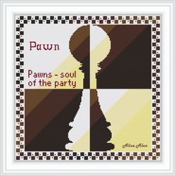 cross stitch pattern panel chess piece pawn silhouette sport monochrome brown blue red counted crossstitch patterns pdf