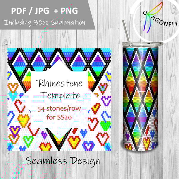 RHINESTONE TUMBLER Template SS20-5mm 54X62stones - 102 | Inspire Uplift