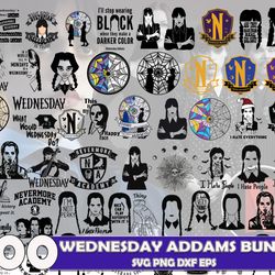 svg wednesday addams svg, png, dxf bundle, jenna ortega svg, addams family svg, nevermore academy svg