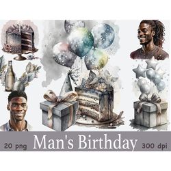 Mans Birthday Clipart | Black Man PNG