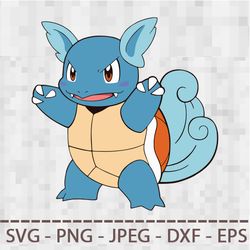 Pokemon Wartortle SVG PNG JPEG Digital Cut Vector Files for Silhouette Studio Cricut Design