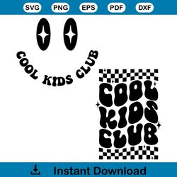 checkerboard cool kids club happy kids svg cutting digital file