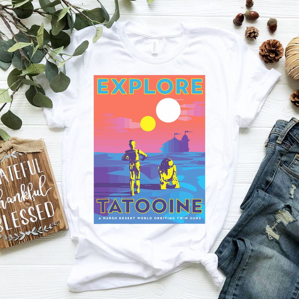 Star Wars A New Hope C-3PO and R2-D2 Explore Tatooine T-Shirt.png