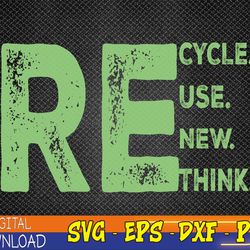 recycle reuse renew rethink graphic earth day 22 april 2023 svg, eps, png, dxf, digital download