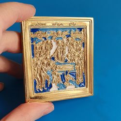 The Dormition of the Mother of God icon | brass icon colorful enamel | copy of an ancien icon 19 c. | Orthodox store