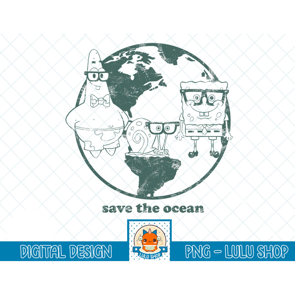 SpongeBob SquarePants Group Save The Ocean Earth Day Text T-Shirt copy.jpg