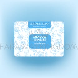 organic soap tag pack packaging meadow grass template vector