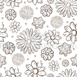sketch style flowers botanical monochrome pattern vector