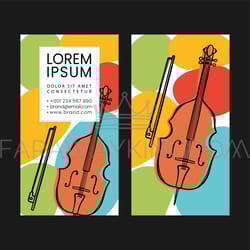 sketched cello music teacher business card template vector