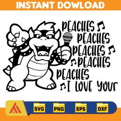 bowser peaches song i will never merry me a monster svg, png, jpg, pdf, clip art files for cricut design bowser