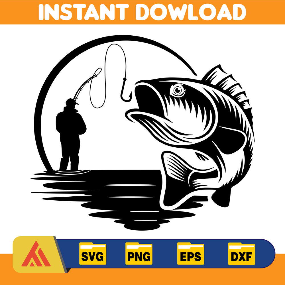 Fisherman catching fish svg, Fisherman svg, catching fish svg, bass fish svg, bass fishing svg, tshirt svg, bass fish clipart, Fishing Svg.jpg
