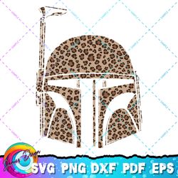star wars boba fett helmet cheetah print fill png, svg, sublimation design, star wars svg, digital download