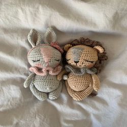 Baby lion and bunny crochet pattern  Crochet pattern lion  rabbit ZUMA  LOU Amigurumi Language  German,English PDF