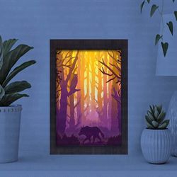 owl & wolf paper cut light box ,shadow box template, paper cutting template, light box svg files, 3d papercut lightbox s