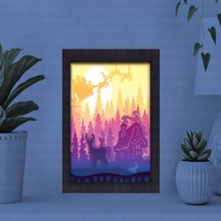 santa cabin paper cut light box, shadow box template, paper cutting template, light box svg files, 3d papercut lightbox