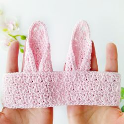 crochet headband bunny ears - baby headband pattern crochet - beginner crochet headband tutorial - bunny ears headband