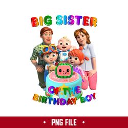 big sister of the birthday boy png, cocomelon birthday png, cocomelon family png digital file