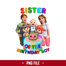 sister of the birthday boy png, cocomelon birthday png, cocomelon family png digital file