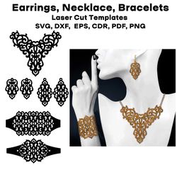 Earrings, Bracelets, Necklace SVG Cutting Files. Jewelry Template Set for Laser Cutting, For  Silhouette Cameo, Cricut