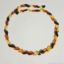 Natural Baltic Amber Necklace Elegant Multicolor Women's Necklace gemstone beaded necklace unique handmade amber jewelry