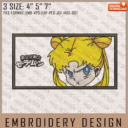 tsukino usagi embroidery files, sailor moon, anime inspired embroidery design, machine embroidery design