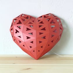 3d papercraft heart 3 pdf dxf templates