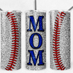 baseball mom glitter 20oz skinny tumbler