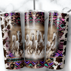 cowhide horses aztec 20 tumbler wrap