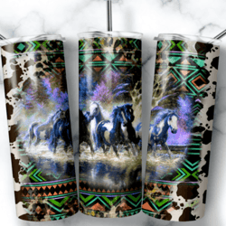 cowhide horses aztec 20 tumbler wrap
