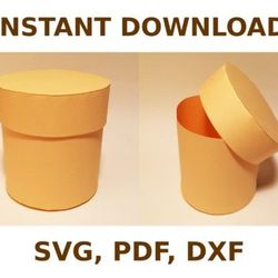 round box with lid template, box template svg, svg files, svg, cricut