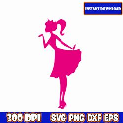 princess silhouette, pink doll svg, girl svg, sticker clipart, svg files for cricut , svg - png decal, lets go party svg