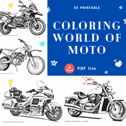 Colouring Page for Kids "World of Moto" Colouring book for adults / Printable Colouring book for boys, 50 pages A4