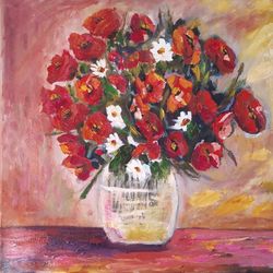 poppy painting flowers original art oil painting poppies artwork impasto oil on canvas original wall art