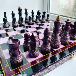 Handmade wooden Chess Set, Russian-style Chess Board, a gift for Dad's Birthday, Father's Day