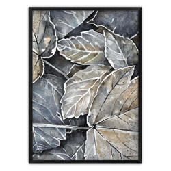 fall leaf art print abstract floral poster watercolor painting leaf wall art beige gray wall decor botanical painting