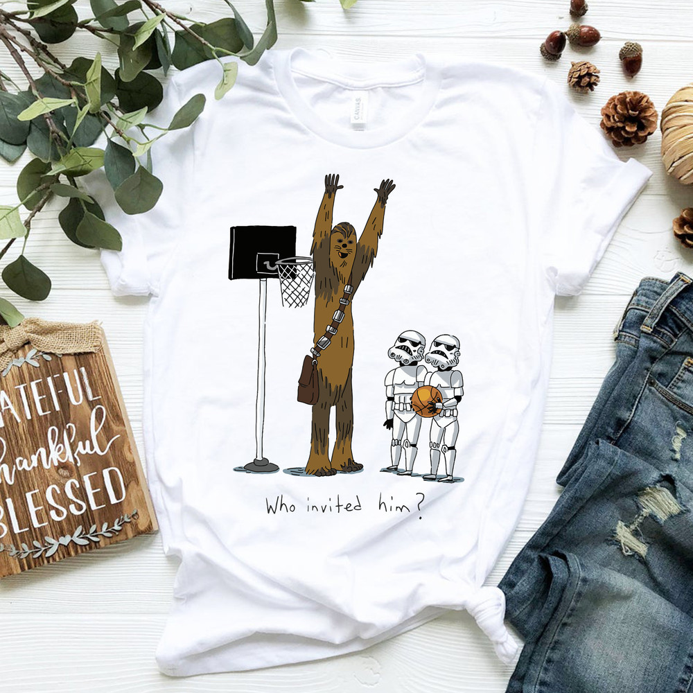 Star Wars Chewbacca Basketball Who Invited Him T-Shirt.png