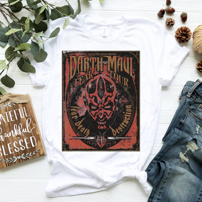 Star Wars Darth Maul Fear Tour Band T-Shirt.png