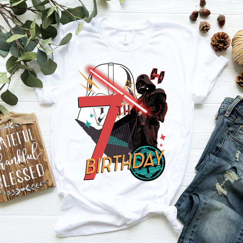 Star Wars Darth Vader 7th Birthday Abstract Background T-Shirt.png